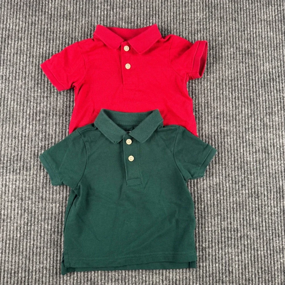 The Childrens Place Kids 6-9M‎ Red and Green Pique Polo Shirts 2 Pack 925